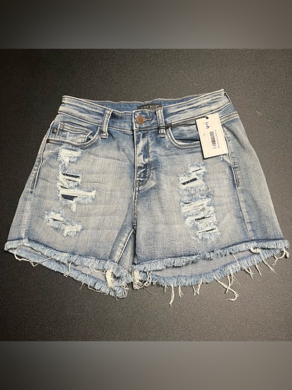 NWT  Judy Blue Women's Distressed Denim Shorts - Light Blue- Small